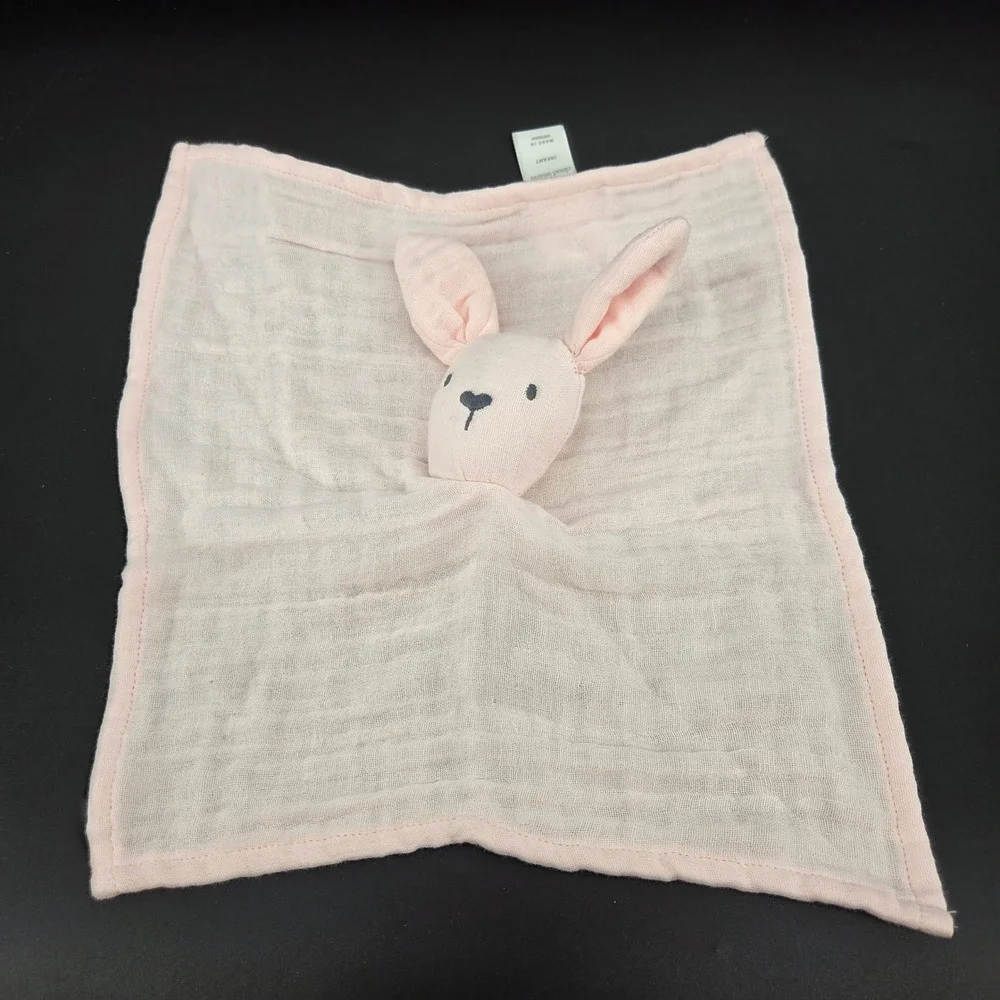 Cloud Island Pink Bunny Rabbit Muslin Security Blanket Lovey Infant Soft Toy